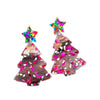 Wholesale Christmas Tree Pendant Earrings Printed Acrylic Geometric Fivepointed Star Earrings For Women