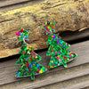 Wholesale Christmas Tree Pendant Earrings Printed Acrylic Geometric Fivepointed Star Earrings For Women