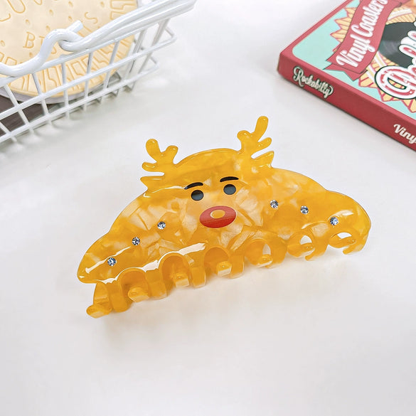 Wholesale Christmas Women's Pvc Handmade Hair Accessories Shark Clip With Snowman Elk Shape