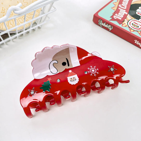 Wholesale Christmas Women's Pvc Handmade Hair Accessories Shark Clip With Snowman Elk Shape