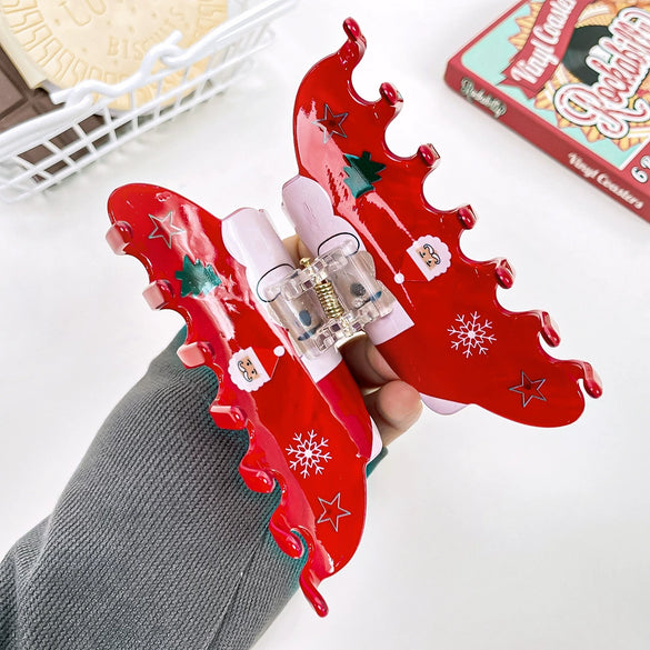 Wholesale Christmas Women's Pvc Handmade Hair Accessories Shark Clip With Snowman Elk Shape