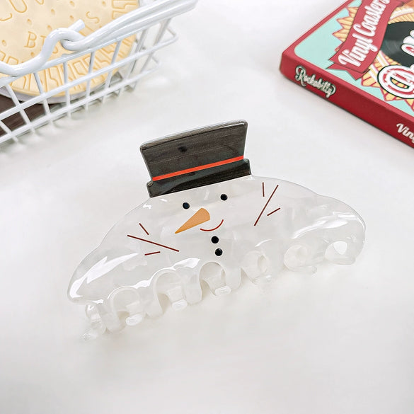 Wholesale Christmas Women's Pvc Handmade Hair Accessories Shark Clip With Snowman Elk Shape
