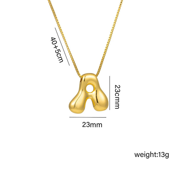 Wholesale Chubby Cute Q Version Balloon Bubble Pendant Necklace With 26 English Letter Pattern Titanium Steel Material Electroplating Treatment In Vacuum Furnace For Women