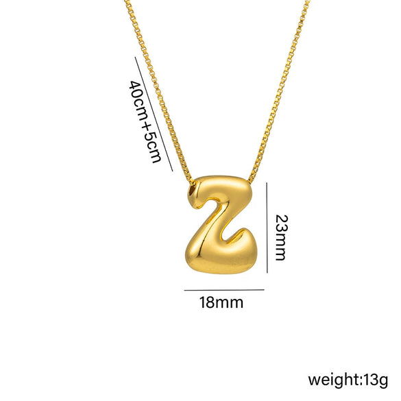 Wholesale Chubby Cute Q Version Balloon Bubble Pendant Necklace With 26 English Letter Pattern Titanium Steel Material Electroplating Treatment In Vacuum Furnace For Women