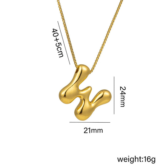 Wholesale Chubby Cute Q Version Balloon Bubble Pendant Necklace With 26 English Letter Pattern Titanium Steel Material Electroplating Treatment In Vacuum Furnace For Women
