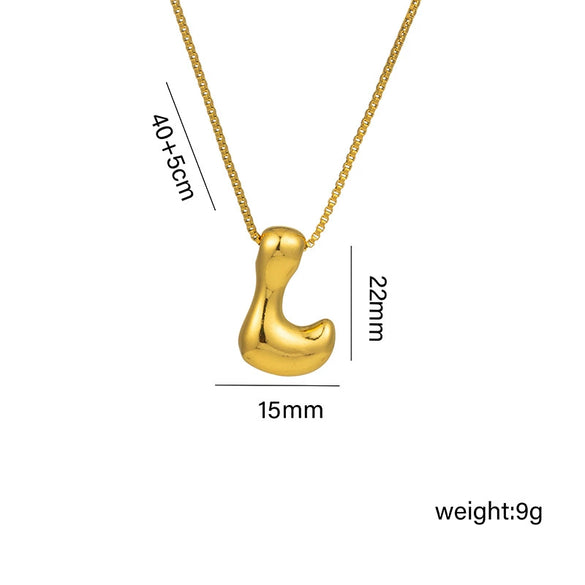 Wholesale Chubby Cute Q Version Balloon Bubble Pendant Necklace With 26 English Letter Pattern Titanium Steel Material Electroplating Treatment In Vacuum Furnace For Women