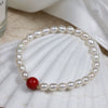 Wholesale Cinnabar And Freshwater Pearl Bracelet With Special Shape And Copper Accessories