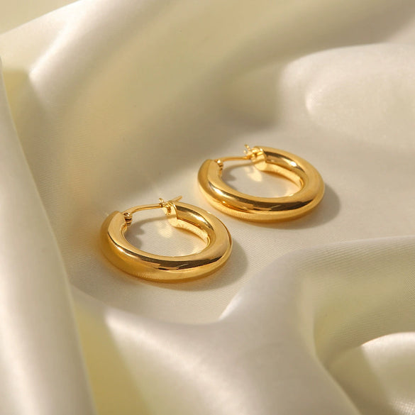 Wholesale Circle Exaggerated Personality Light Luxury Simple Stainless Steel Earrings For Women With Geometric Pattern And Electroplating