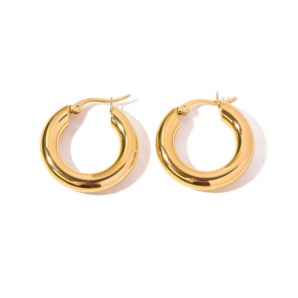 Wholesale Circle Exaggerated Personality Light Luxury Simple Stainless Steel Earrings For Women With Geometric Pattern And Electroplating