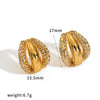 Wholesale Classic Geometric Stainless Steel Women's Earrings With Diamonds Vacuum Real Gold Plated In Pvd Furnace Croissantshaped