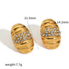 Wholesale Classic Geometric Stainless Steel Women's Earrings With Diamonds Vacuum Real Gold Plated In Pvd Furnace Croissantshaped