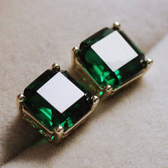 Wholesale Classic Imitation Green Crystal Fourclaw Zircon Earrings Copper Geometric Style For Women