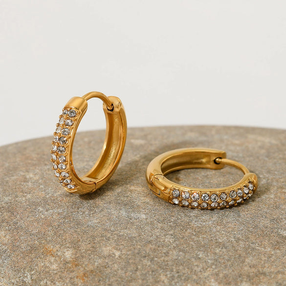 Wholesale Classic Retro Geometric Micro Diamond Stainless Steel Electroplated Earrings For Women