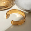 Wholesale Classic Stainless Steel Widefaced Hammer Pattern Open Bracelet Jewelry With 18K Gold Electroplating Does Not Fade