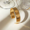 Wholesale Classic Stainless Steel Widefaced Hammer Pattern Open Bracelet Jewelry With 18K Gold Electroplating Does Not Fade