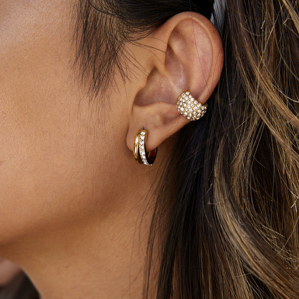 Wholesale Classic Style Highend Geometric Zircon Stainless Steel Electroplated Earrings For Women