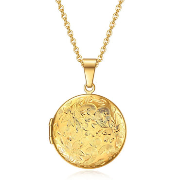 Wholesale Classic Style Round Titanium Steel Plating Gold Plated Pendant Necklace