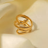 Wholesale Classic Texture Snake Design Hollow Adjustable Ring For Women 18K Gold Plated Stainless Steel With Geometric Pattern And Electroplating