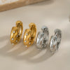 Wholesale Classic Versatile Inlaid Zircon C Shaped Titanium Steel Earrings With Pvd Vacuum Real Gold Electroplating