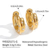 Wholesale Classic Versatile Inlaid Zircon C Shaped Titanium Steel Earrings With Pvd Vacuum Real Gold Electroplating
