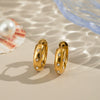 Wholesale Classic Versatile Inlaid Zircon C Shaped Titanium Steel Earrings With Pvd Vacuum Real Gold Electroplating