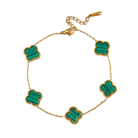 Wholesale Classy Hand Jewelry Set With Four Leaf Clover Acrylic Earrings Necklaces And Shell Bracelets In Stainless Steel And Titanium Steel With Electroplating Process