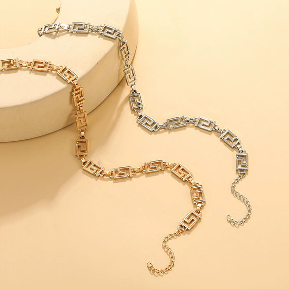 Wholesale Clavicle Chain Alloy Geometric Three Dimensional Pattern Electroplated Unisex Hip Hop Cold Style