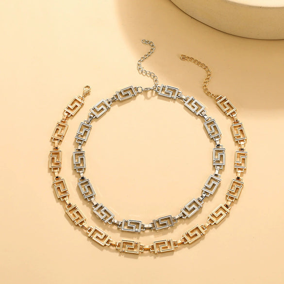 Wholesale Clavicle Chain Alloy Geometric Three Dimensional Pattern Electroplated Unisex Hip Hop Cold Style
