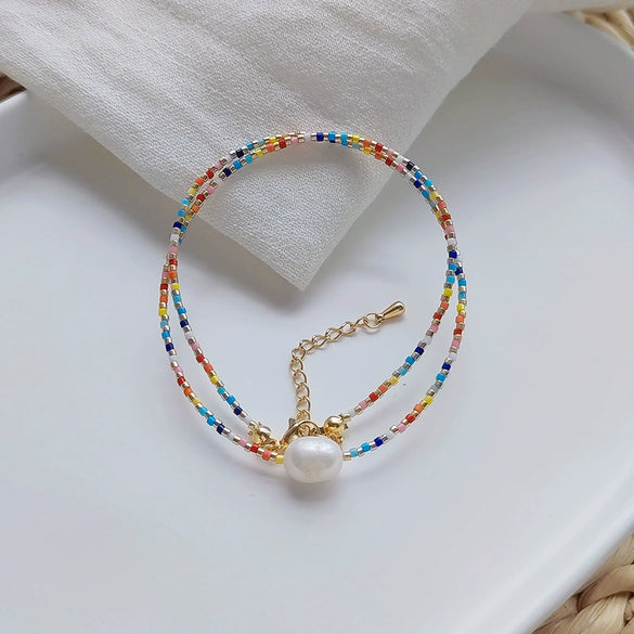 Wholesale Clavicle Chain And Choker Necklace Natural Pearl Organic Glass Ball Chain Handwoven Geometric Style