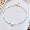 Wholesale Clavicle Chain And Choker Necklace Natural Pearl Organic Glass Ball Chain Handwoven Geometric Style