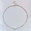 Wholesale Clavicle Chain And Choker Necklace Natural Pearl Organic Glass Ball Chain Handwoven Geometric Style