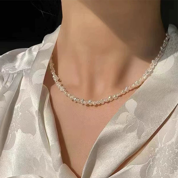 Wholesale Clavicle Chain Baroque Style Natural Freshwater Pearl 14K Gold S925 Sterling Silver Buckle Alien Shape