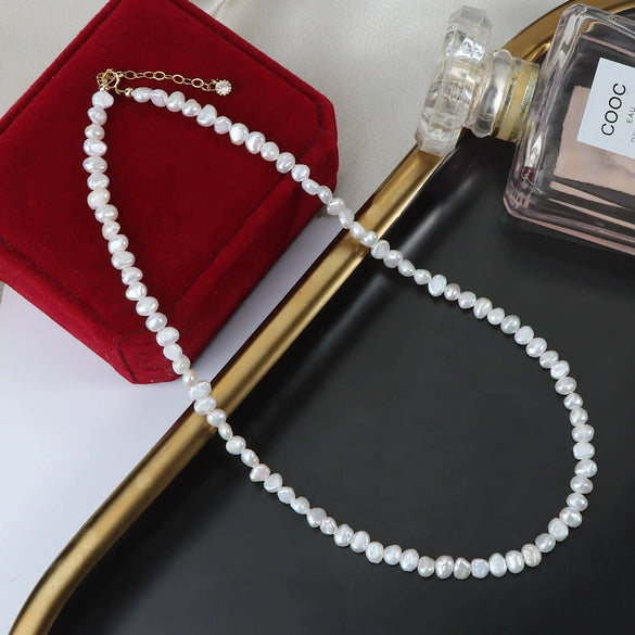 Wholesale Clavicle Chain Baroque Style Natural Freshwater Pearl 14K Gold S925 Sterling Silver Buckle Alien Shape