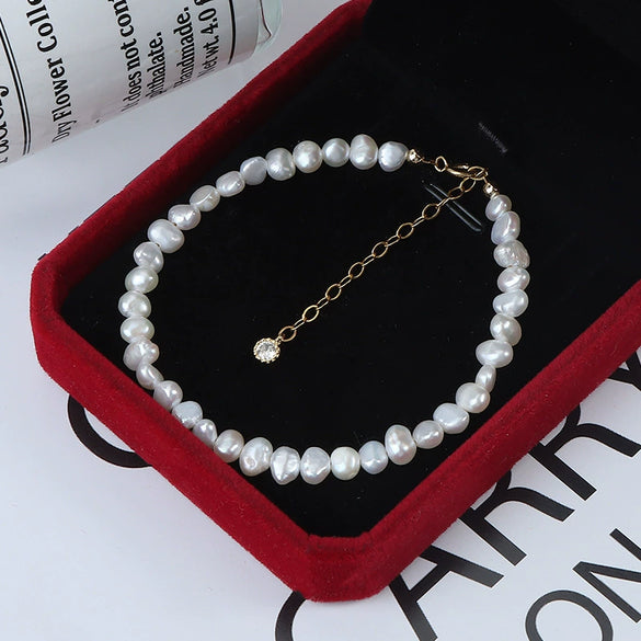 Wholesale Clavicle Chain Baroque Style Natural Freshwater Pearl 14K Gold S925 Sterling Silver Buckle Alien Shape