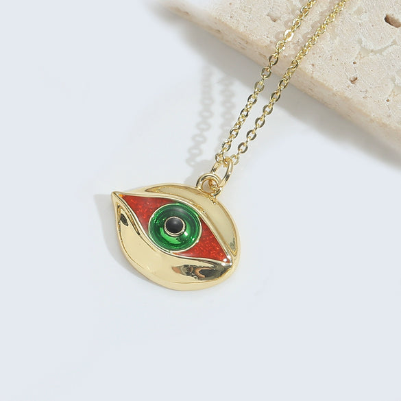 Wholesale Clavicle Chain Copper Mixed Gemstone Setting Electroplating Geometric Style Oval Design