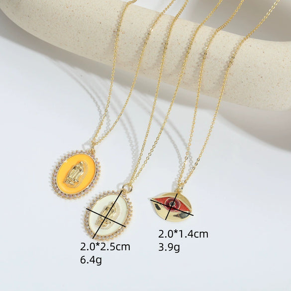 Wholesale Clavicle Chain Copper Mixed Gemstone Setting Electroplating Geometric Style Oval Design
