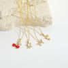 Wholesale Clavicle Chain Copper Mixed Gemstone Setting Sweet Retro Cherry Shape Electroplating Design For Women