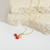 Wholesale Clavicle Chain Copper Mixed Gemstone Setting Sweet Retro Cherry Shape Electroplating Design For Women