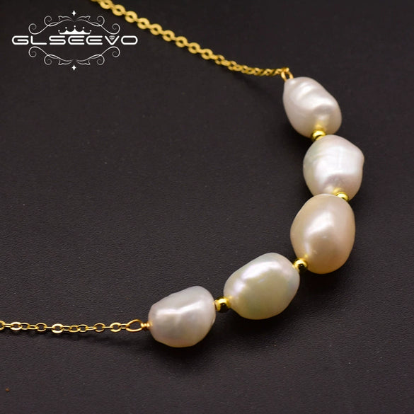 Wholesale Clavicle Chain Fashionable Freshwater Pearl Necklace With Geometric Design And Electroplating