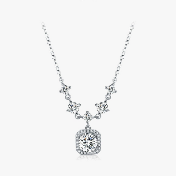 Wholesale Clavicle Chain For Women Old Money Style Geometric 925 Sterling Silver Mosan Diamond