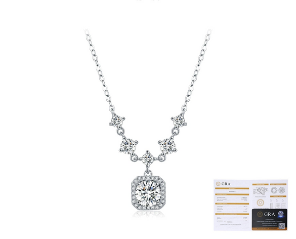 Wholesale Clavicle Chain For Women Old Money Style Geometric 925 Sterling Silver Mosan Diamond