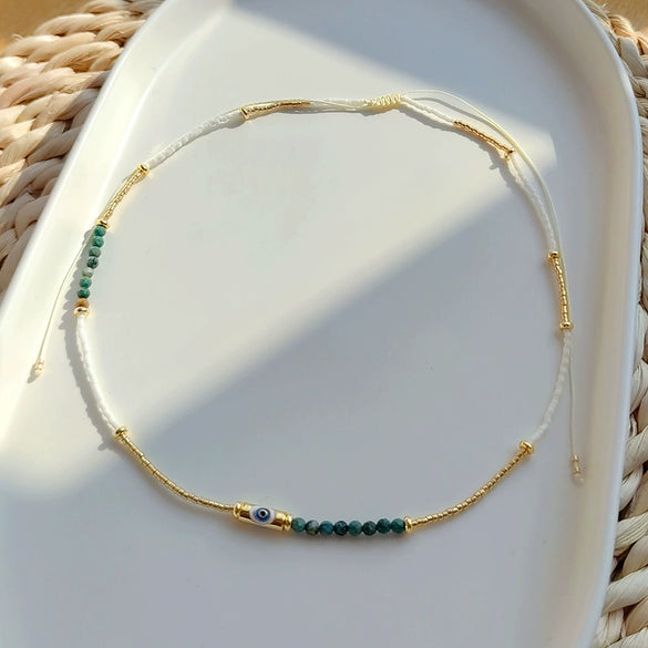Wholesale Clavicle Chain Glass Glaze Organic Glass Geometric Handwoven Style For Women