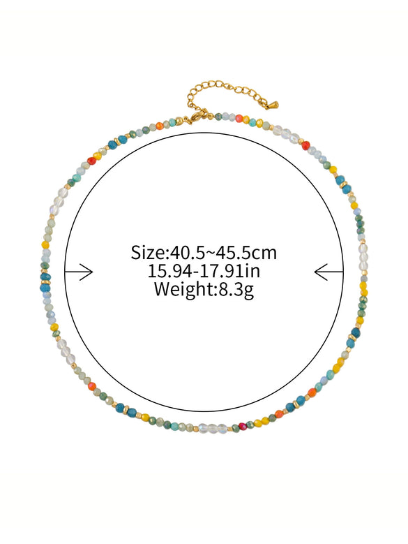 Wholesale Clavicle Chain Handmade Crystal And Natural Stone Geometric Style Necklace For Women