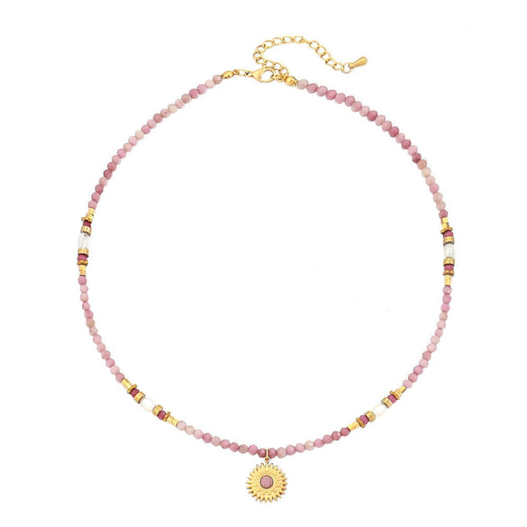 Wholesale Clavicle Chain Handmade Crystal And Natural Stone Geometric Style Necklace For Women