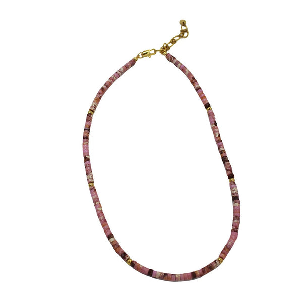 Wholesale Clavicle Chain Handmade With Semiprecious Natural Colored Stones Geometric Style Titanium Steel Pendant Electroplated