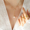 Wholesale Clavicle Chain Imitation Pearl Tassel Pendant Zircon Inlaid Titanium Steel Geometric Style Electroplated