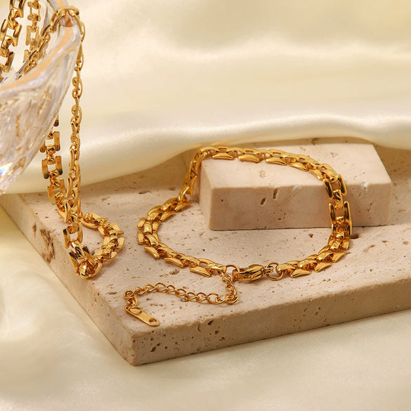 Wholesale Clavicle Chain Jewelry Geometric Style Titanium Steel And Stainless Steel Electroplated For Women