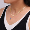 Wholesale Clavicle Chain Natural Blue Lapis Lazuli Geometric Square 316L Stainless Steel 18K Gold Plated Necklace For Women