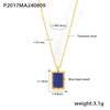 Wholesale Clavicle Chain Natural Blue Lapis Lazuli Geometric Square 316L Stainless Steel 18K Gold Plated Necklace For Women
