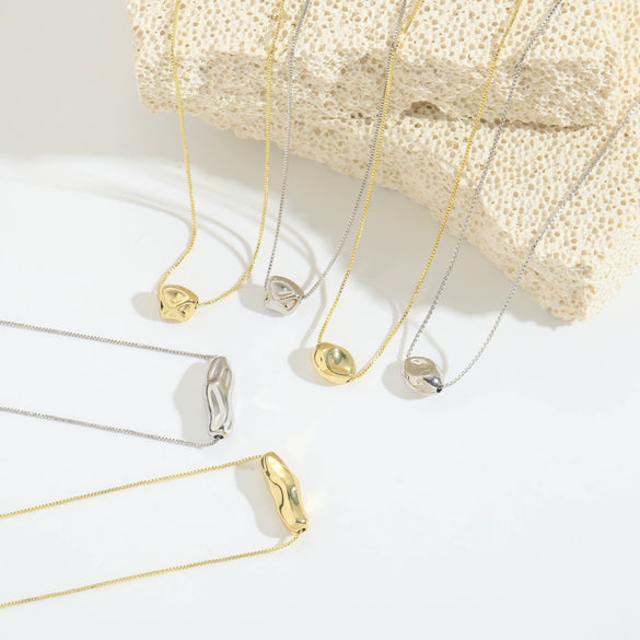 Wholesale Clavicle Chain Necklace Copper Plated 14K Gold Geometric Shape For Women Simple Glossy Polished